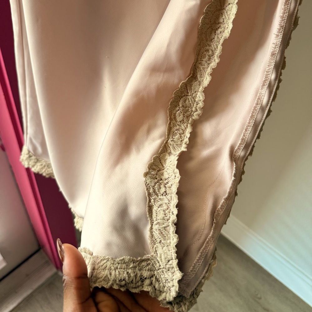 Vintage Cream Lace Trim Midi Skirt